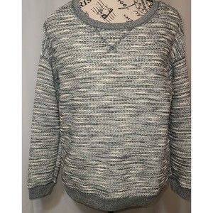American Eagle AE Women's Glittery Sweater Long Sleeve Black White Silver SMALL